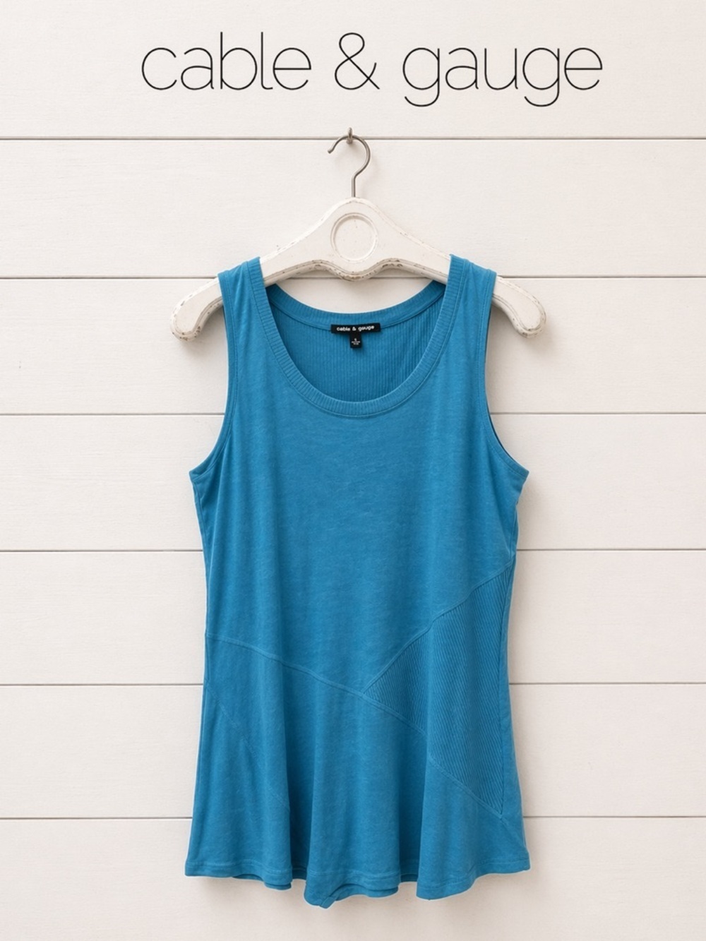CABLE & GAUGE Sleeveless Top β Size M β Turquoise Linen Blend